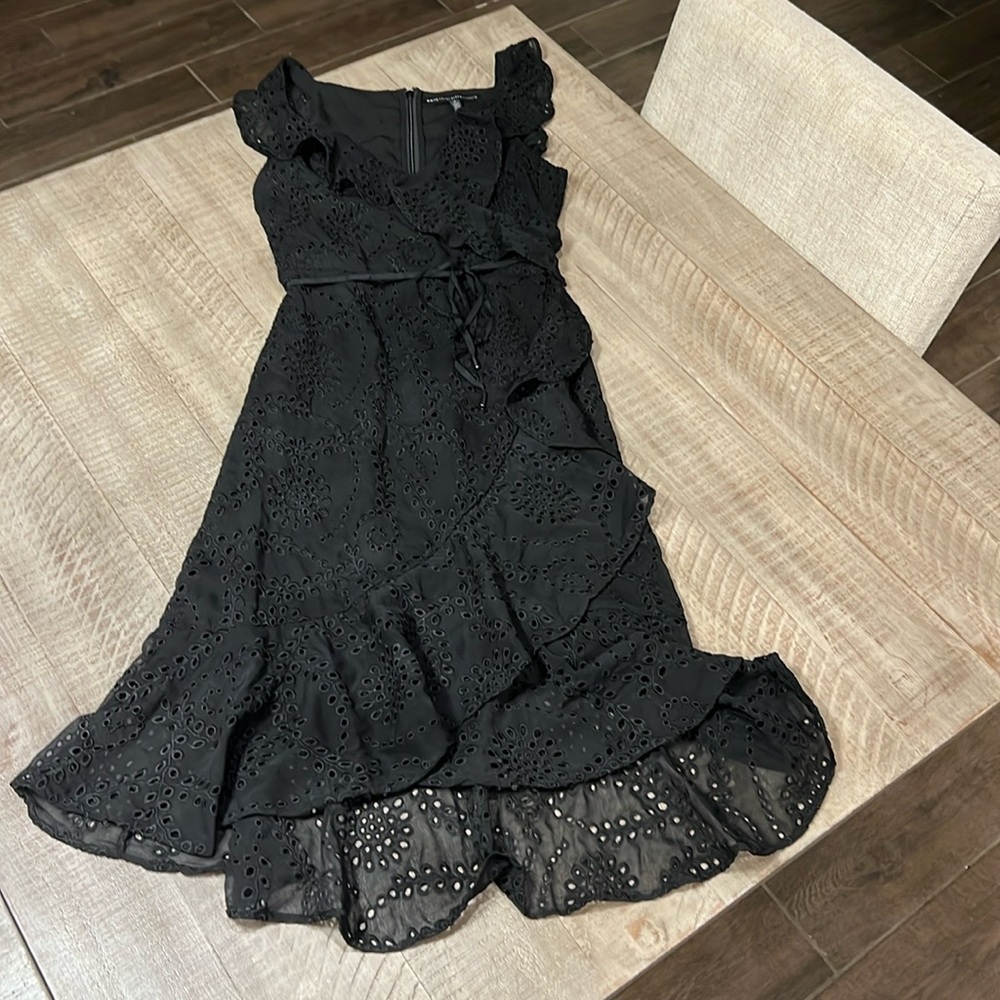 White House Black Market black eyelet faux wrap dress